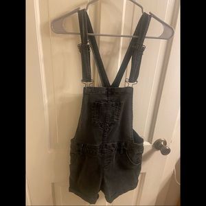 Black Large Denim Overall Shorts